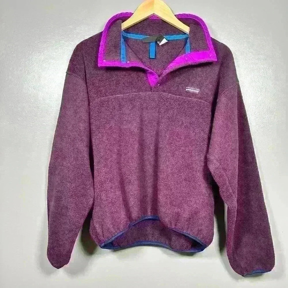 PATAGONIA Fleece Half Snap Pullover Sweatshirt Purple Women Small Mock Neck - Picture 8 of 10